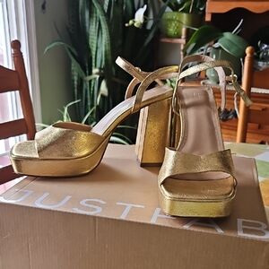 JustFab Shimmering Gold Platform Sandals
